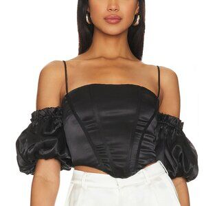 NWT Black Satin Corset Top by Superdown from Revolve - Size Small